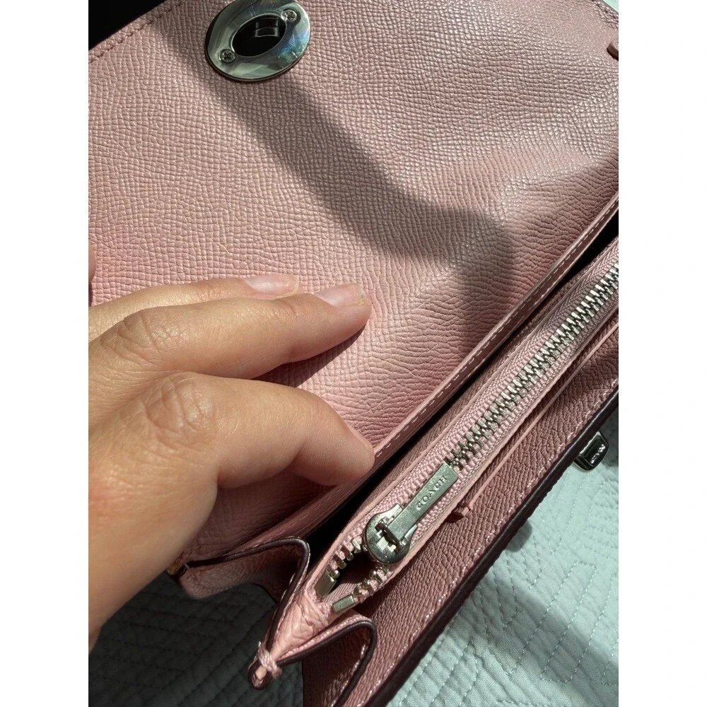 Coach F21696 Light Pink Crossbody Clutch Purse - No Chain!
